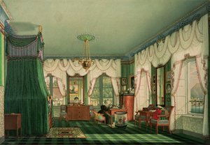 バイエルン州エリザベスの寝室、シュガーテーゲルンゼー。 1840年頃